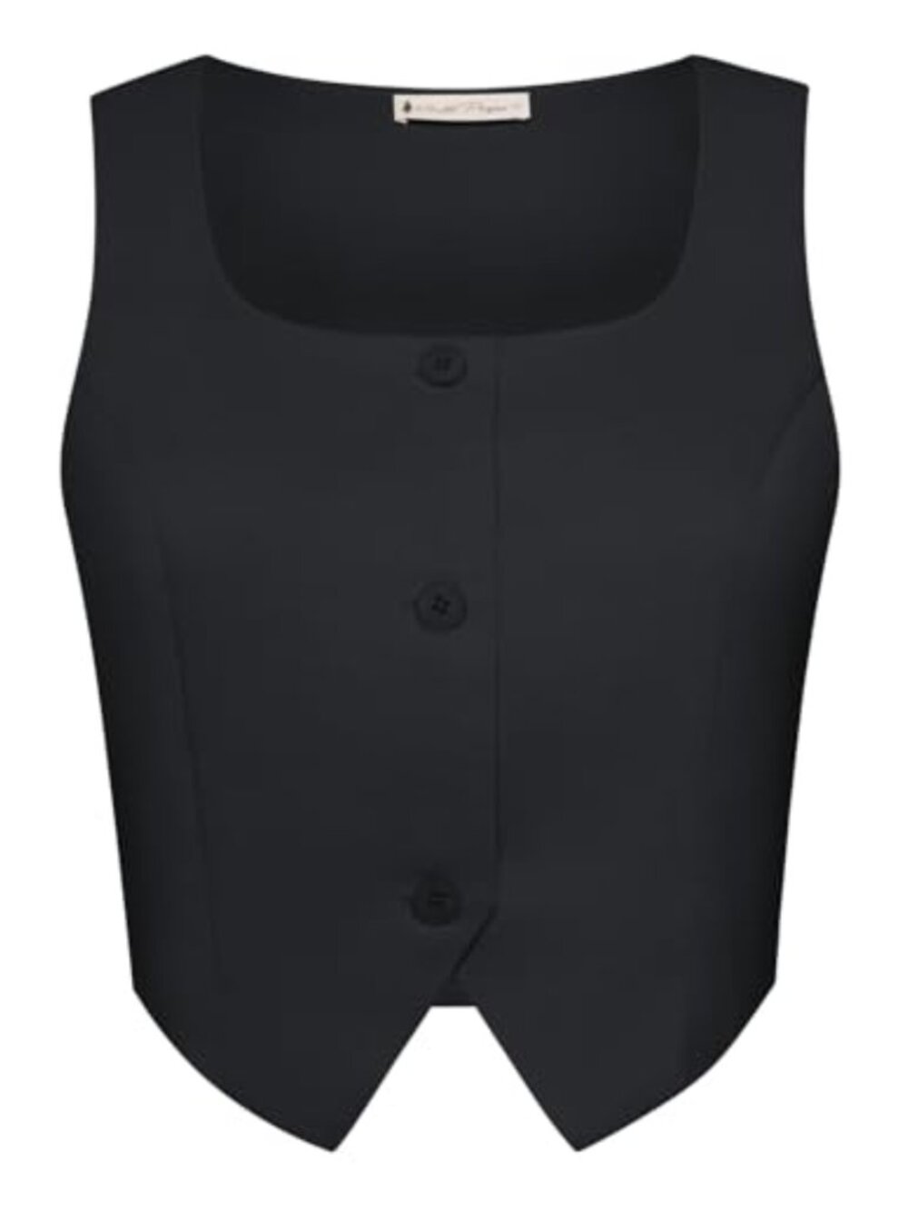 Cropped Vest Top Women Square Neck Button Down Y2K Waistcoat Sleeveless Suit